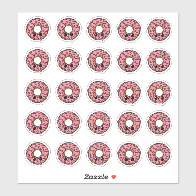 Doughnut with Pink Frosting and Sprinkles (Sheet)