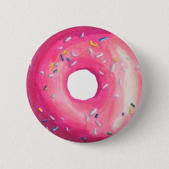 Doughnut With Pink Frosting And Sprinkles 6 Cm Round Badge (Front)