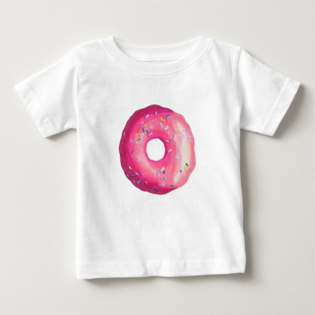 Doughnut With Pink Frosting And Sprinkles Baby T-Shirt (Front)