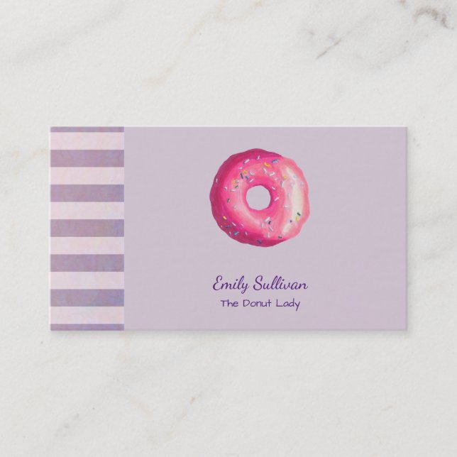 Doughnut With Pink Frosting And Sprinkles Business Card (Front)
