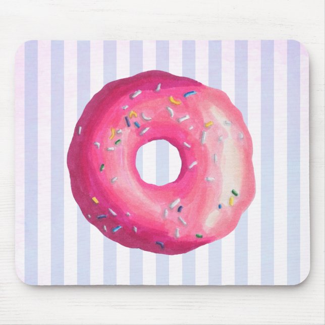 Doughnut With Pink Frosting And Sprinkles Mouse Pad (Front)