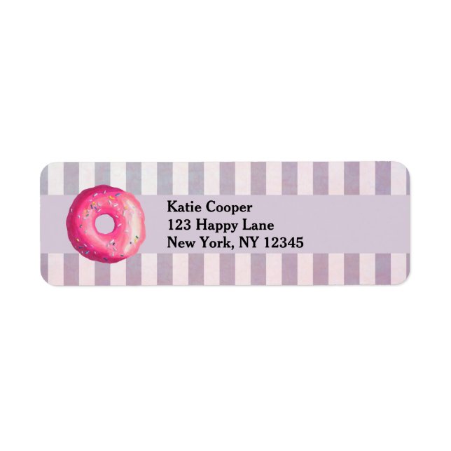 Doughnut With Pink Frosting And Sprinkles Return Address Label (Front)