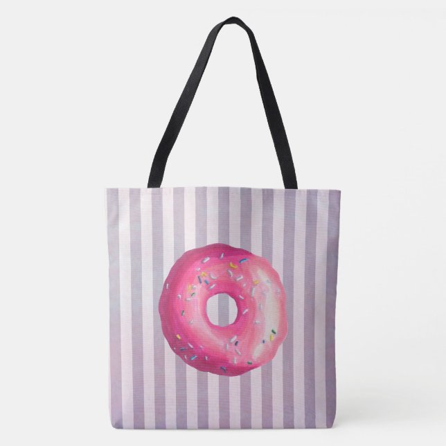 Doughnut With Pink Frosting And Sprinkles Tote Bag (Front)
