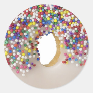 doughnut with sprinkles classic round sticker
