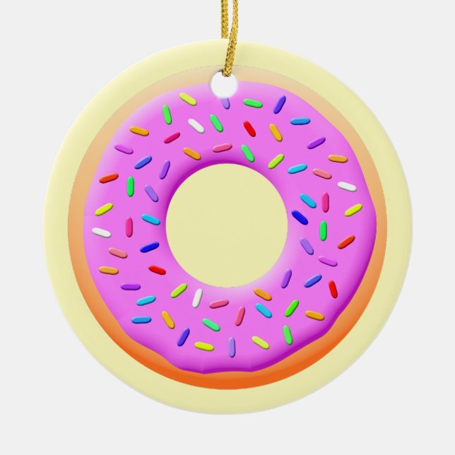 Doughnut With Sprinkles Drawing Ceramic Ornament (Front)