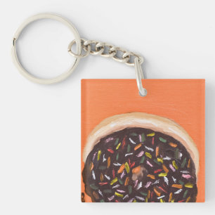 Doughnut with sprinkles key ring