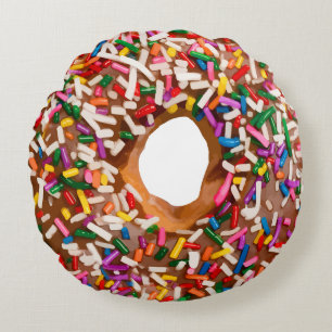 Doughnut With Sprinkles Round Cushion