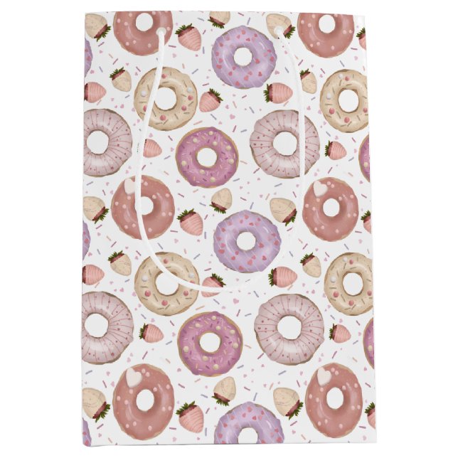 Doughnut with strawberry Birthday  Medium Gift Bag (Front)