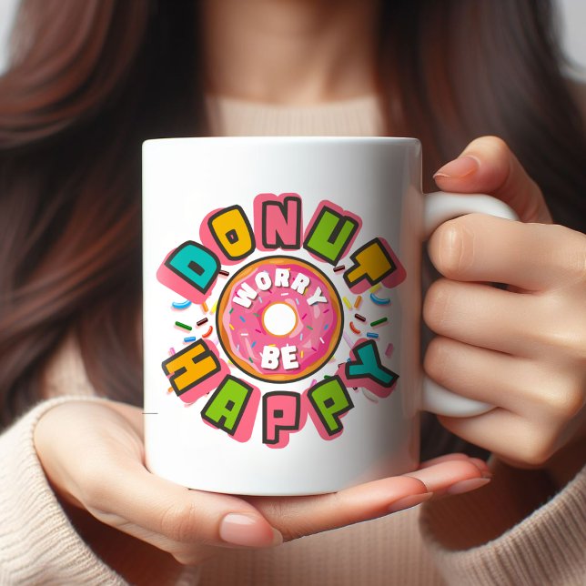 Doughnut Worry Be Happy Colourful Bakery Coffee Mug (Creator Uploaded)