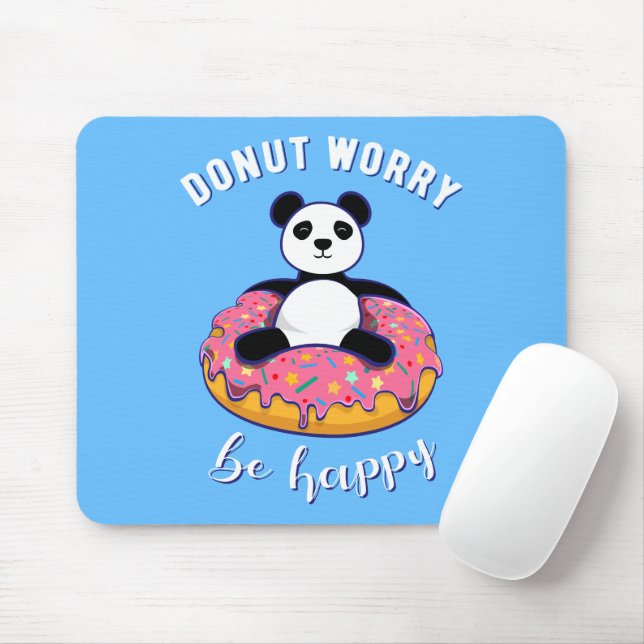 Doughnut Worry Be Happy II Mouse Pad (With Mouse)