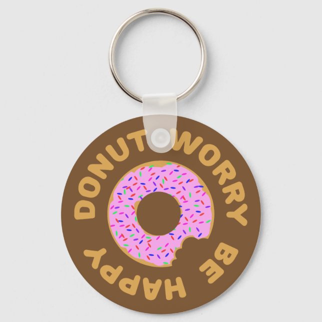 Doughnut Worry Be Happy Key Ring (Front)