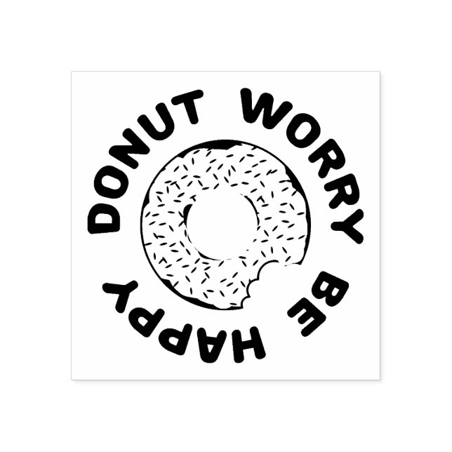 Doughnut Worry Be Happy Rubber Stamp (Imprint)
