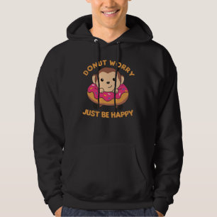 Doughnut Worry Be Happy Sweet Monkey In Doughnuts Hoodie