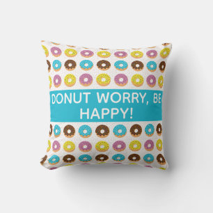 doughnut worry be happy with sprinkles cushion
