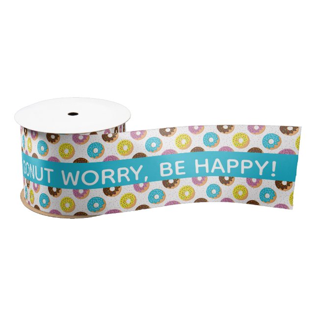 doughnut worry be happy with sprinkles satin ribbon (Spool)