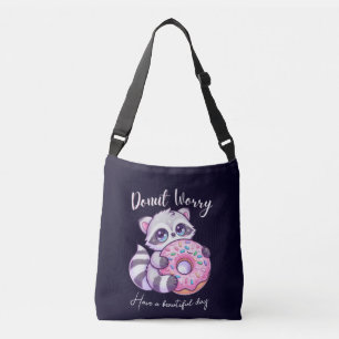 Doughnut Worry Cute Kawaii Racoon  Crossbody Bag