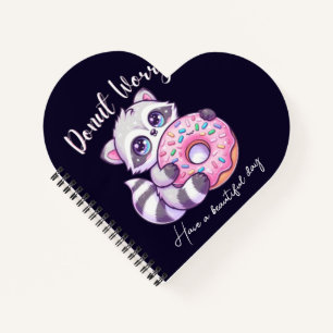 Doughnut Worry Cute Kawaii Racoon Notebook