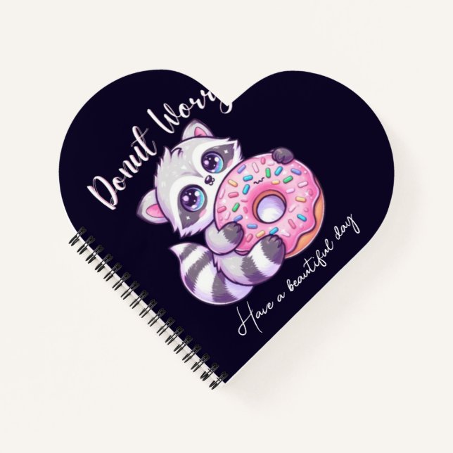 Doughnut Worry Cute Kawaii Racoon  Notebook (Front)