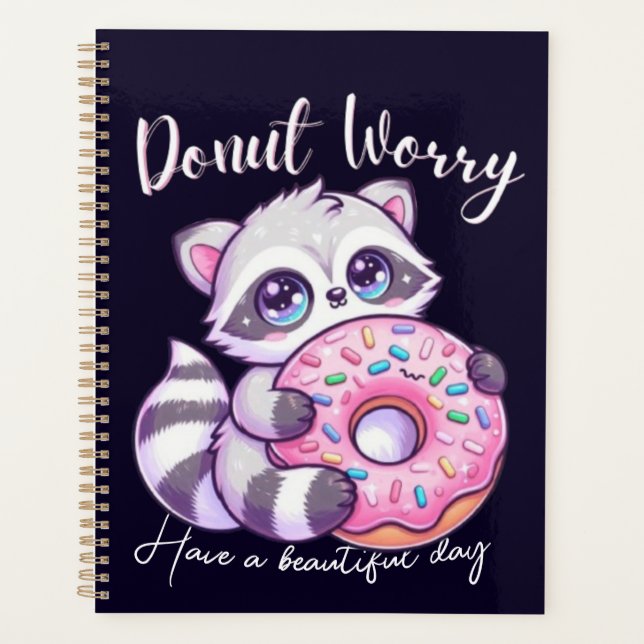 Doughnut Worry Cute Kawaii Racoon  Planner (Front)