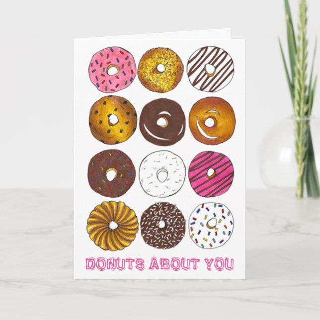 Doughnuts About You Valentine's Day Love Doughnut  Holiday Card (Front)