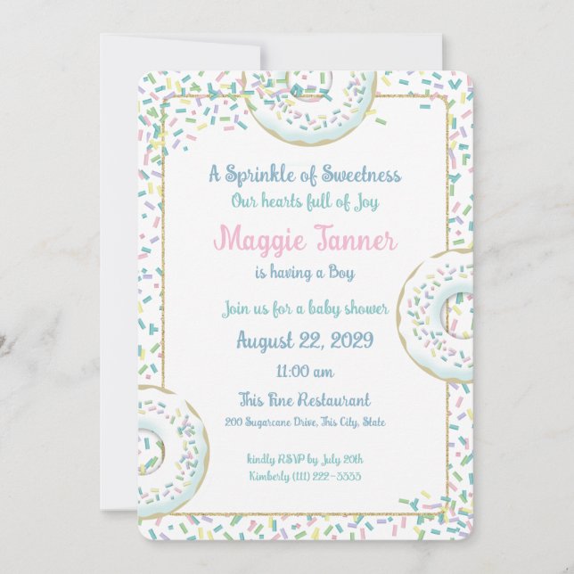 Doughnuts and Candy Sprinkles Baby Boy Shower Invitation (Front)
