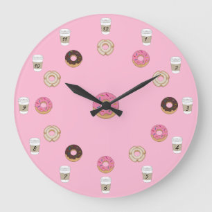 Doughnuts and Coffee Diner Large Clock