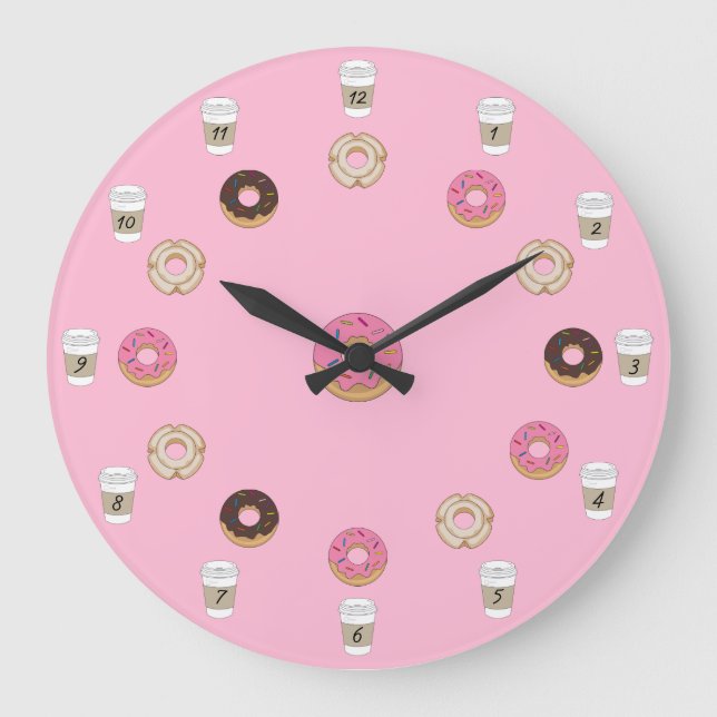 Doughnuts and Coffee Diner Large Clock (Front)