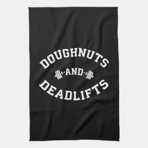 Doughnuts and Deadlifts - Funny Gym Workout Tea Towel