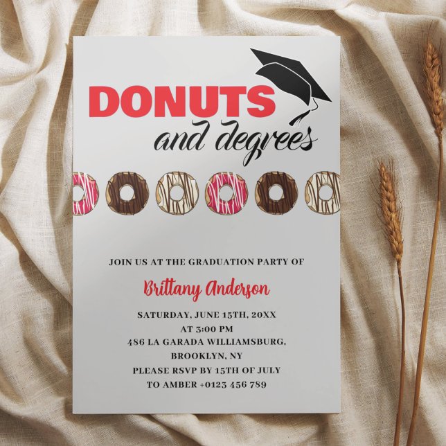 Doughnuts and Degrees Fun Graduation Party  Invitation (Creator Uploaded)