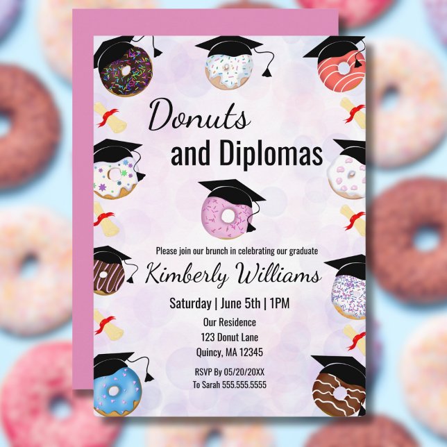 Doughnuts and Degrees Graduation Brunch Invitation (Creator Uploaded)