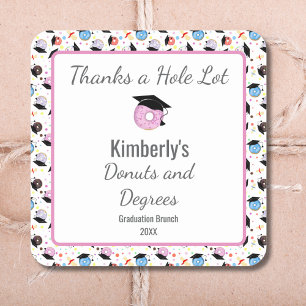 Doughnuts and Degrees Graduation Brunch Thank You Square Sticker
