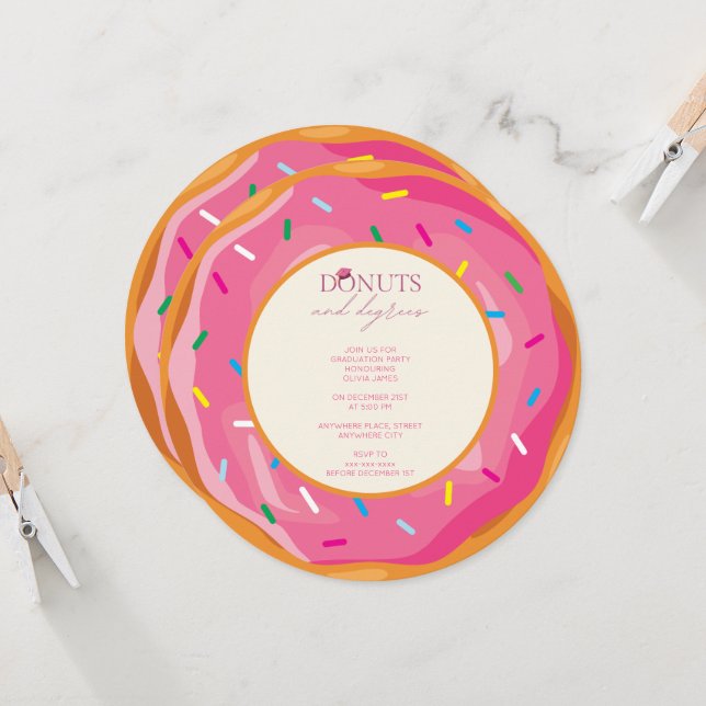 Doughnuts and Degrees graduation party  Invitation (Front/Back In Situ)