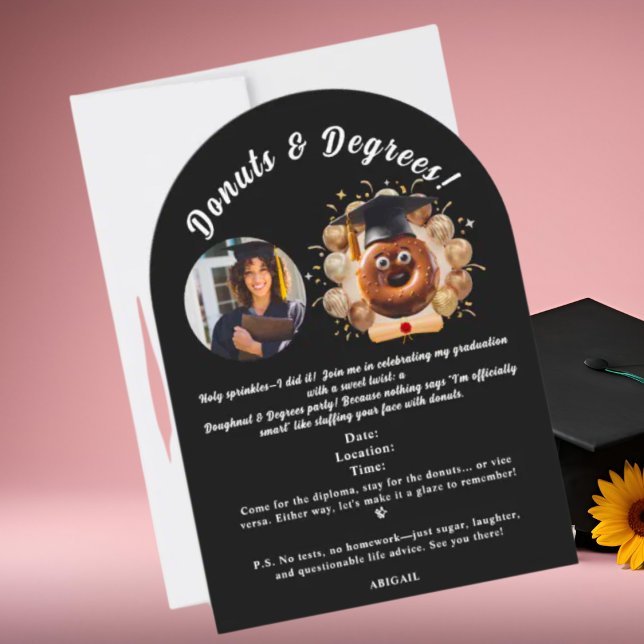 Doughnuts and Degrees Photo Graduation Party  Invitation (Creator Uploaded)
