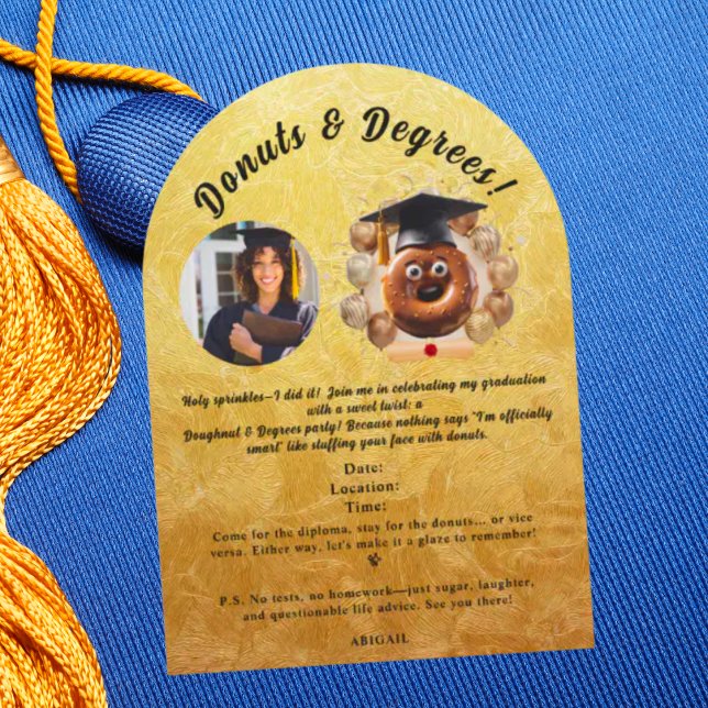 Doughnuts and Degrees Photo Graduation Party  Invitation (Creator Uploaded)