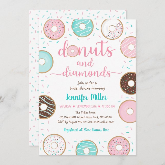 Doughnuts and Diamonds Bridal Shower Invitation (Front/Back)