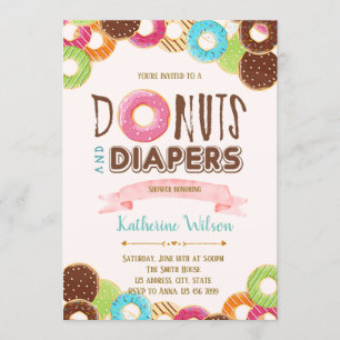 Doughnuts and diaper sprinkle party invitation