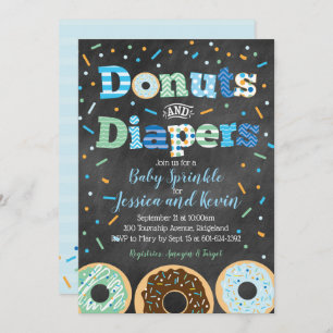 Doughnuts and Diapers Baby Boy Sprinkle Chalkboard Invitation