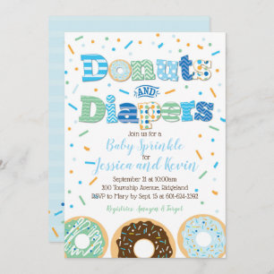 Doughnuts and Diapers Baby Boy Sprinkle or Shower Invitation