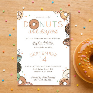 Doughnuts and Diapers Baby Boy Sprinkle Shower Invitation