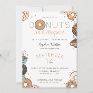 Doughnuts and Diapers Baby Boy Sprinkle Shower Invitation