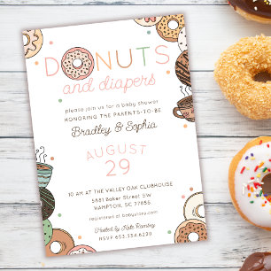 Doughnuts and Diapers Baby Girl Shower Invitation