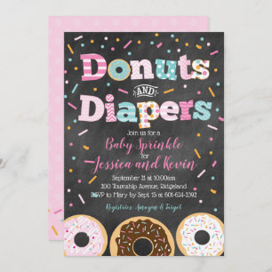 Doughnuts and Diapers Baby Girl Sprinkle or Shower Invitation