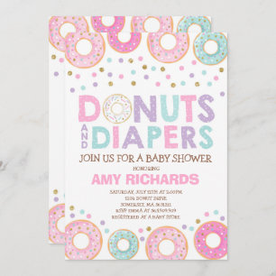 Doughnuts And Diapers Baby Shower Invitation