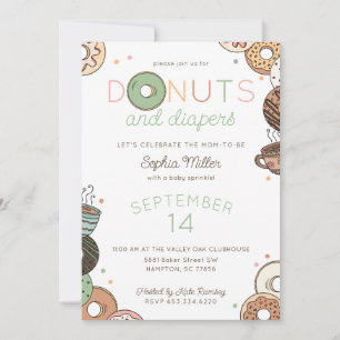 Doughnuts and Diapers Baby Sprinkle Shower Invitation