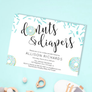 Doughnuts and diapers boy baby sprinkle invitation
