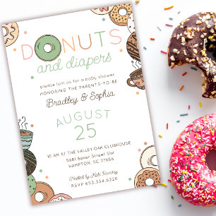 Doughnuts and Diapers Couples Baby Shower Invitation