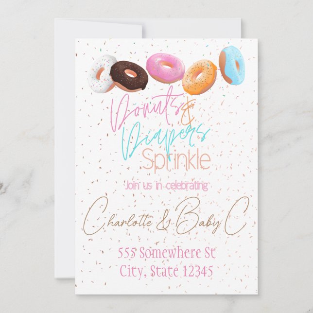 Doughnuts and Diapers Sprinkle Invitation (Front)