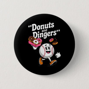 Doughnuts And Dingers Baseball Fan Humour Doughnut 6 Cm Round Badge