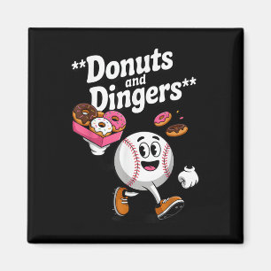 Doughnuts And Dingers Baseball Fan Humour Doughnut Magnet