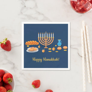 Doughnuts and Dreidels Hanukkah Holiday Napkin